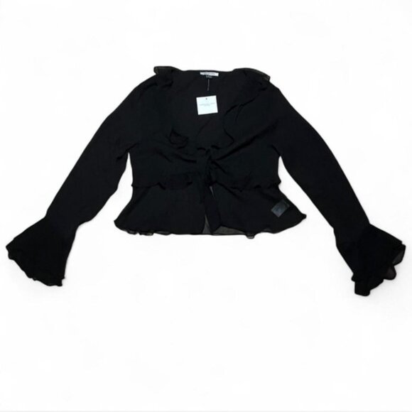 AE Long-Sleeve Ruffle Babydoll Blouse - Picture 2 of 4